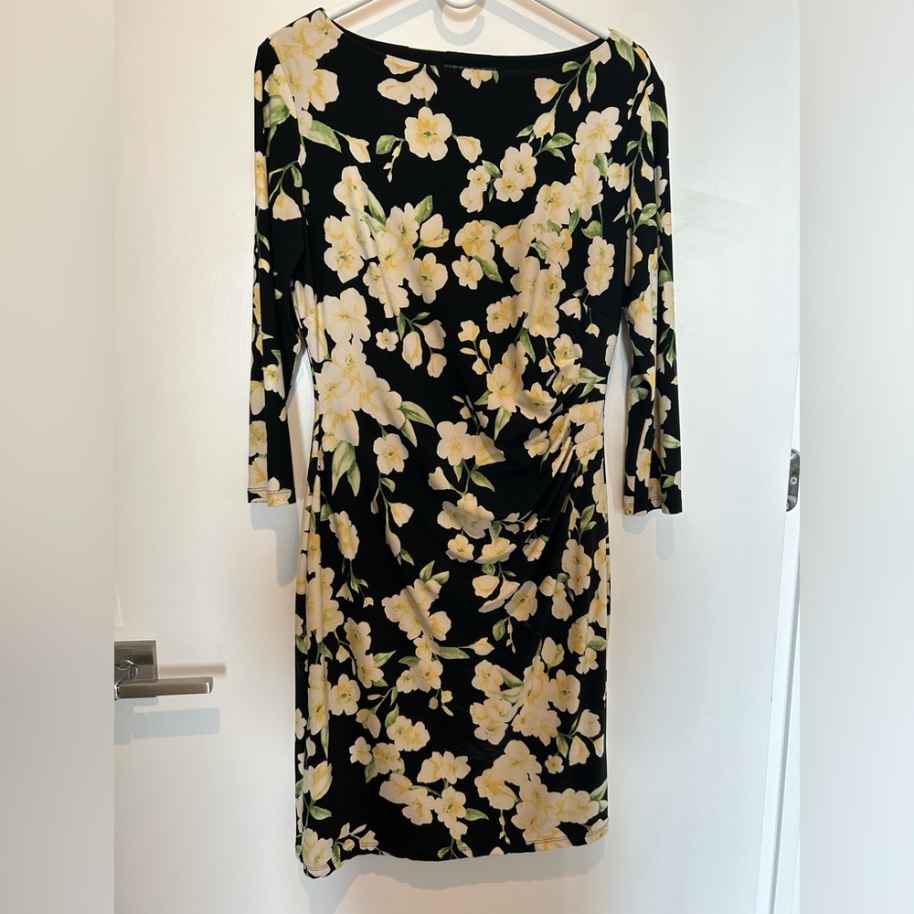 Yellow and Black Jersey Ralph Lauren Dress Size 12